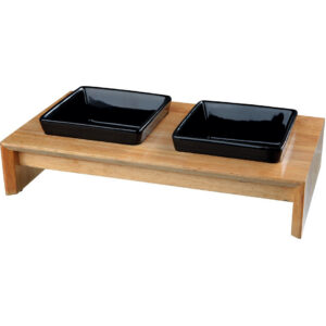 Trixie kerámia etetőszett lapos faállványon kutyáknak és macskáknak