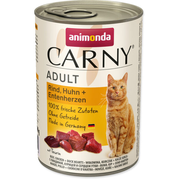 Animonda Carny Adult marhás, csirkés és kacsaszíves konzerv macskáknak