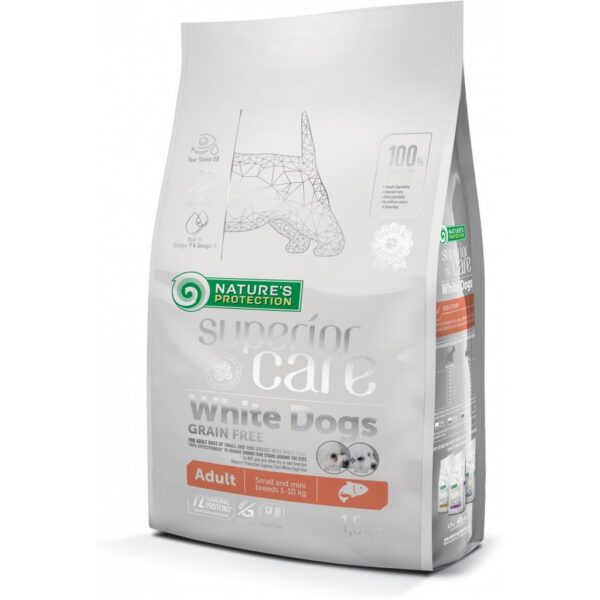 Nature's Protection Superior Care - White Dogs Grain Free Adult Small & Mini Breeds Salmon | Fehér szőrű, kistestű, növendék kutyáknak