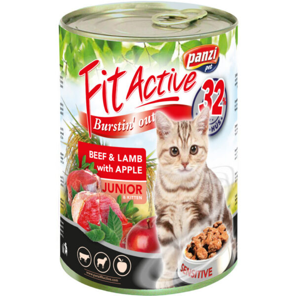 FitActive Cat Junior Beef & Lamb with Apple konzerv